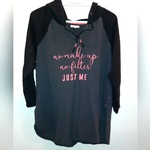 Maurices gray, black, pink Hoodie Size Large excellent used condition